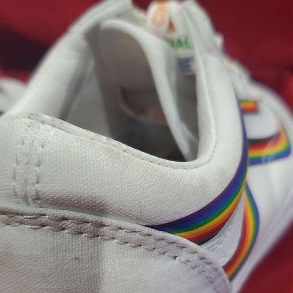 Vans White Pride Sneakers with Rainbow Stripes And Pastel Rainbow Stripes - Picture 14 of 14